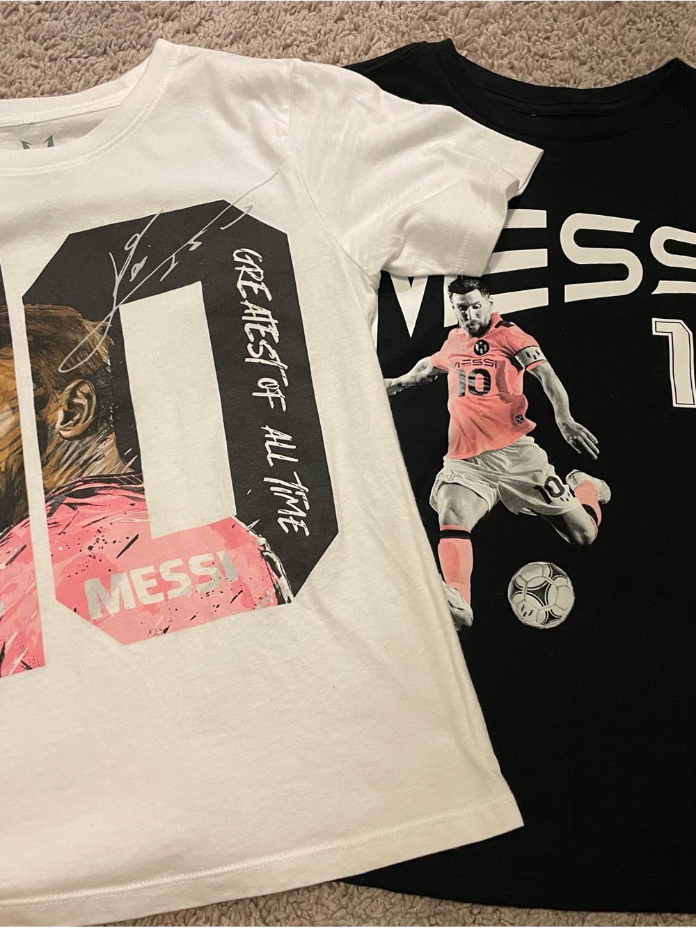 Messi Graphic Soccer Tees in White and Black